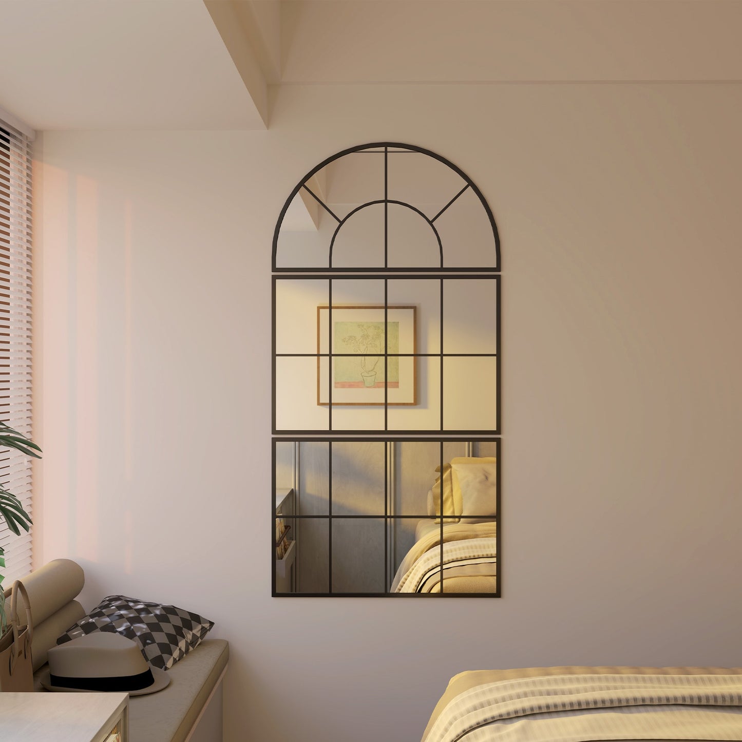 Arch Wall Mirror Set - 3 metal framed pieces for home decor