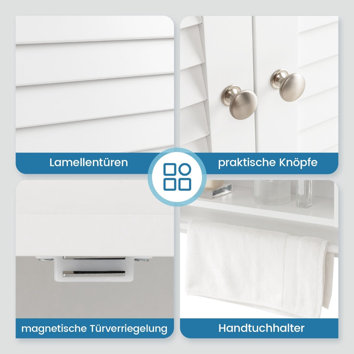 Wall-Mounted Bathroom Cabinet, White, 58x22x75 cm