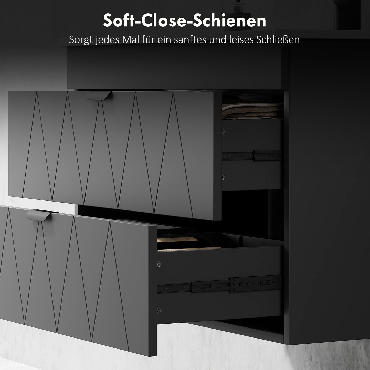 Wall-Mounted Vanity Unit with Ceramic Sink, Black