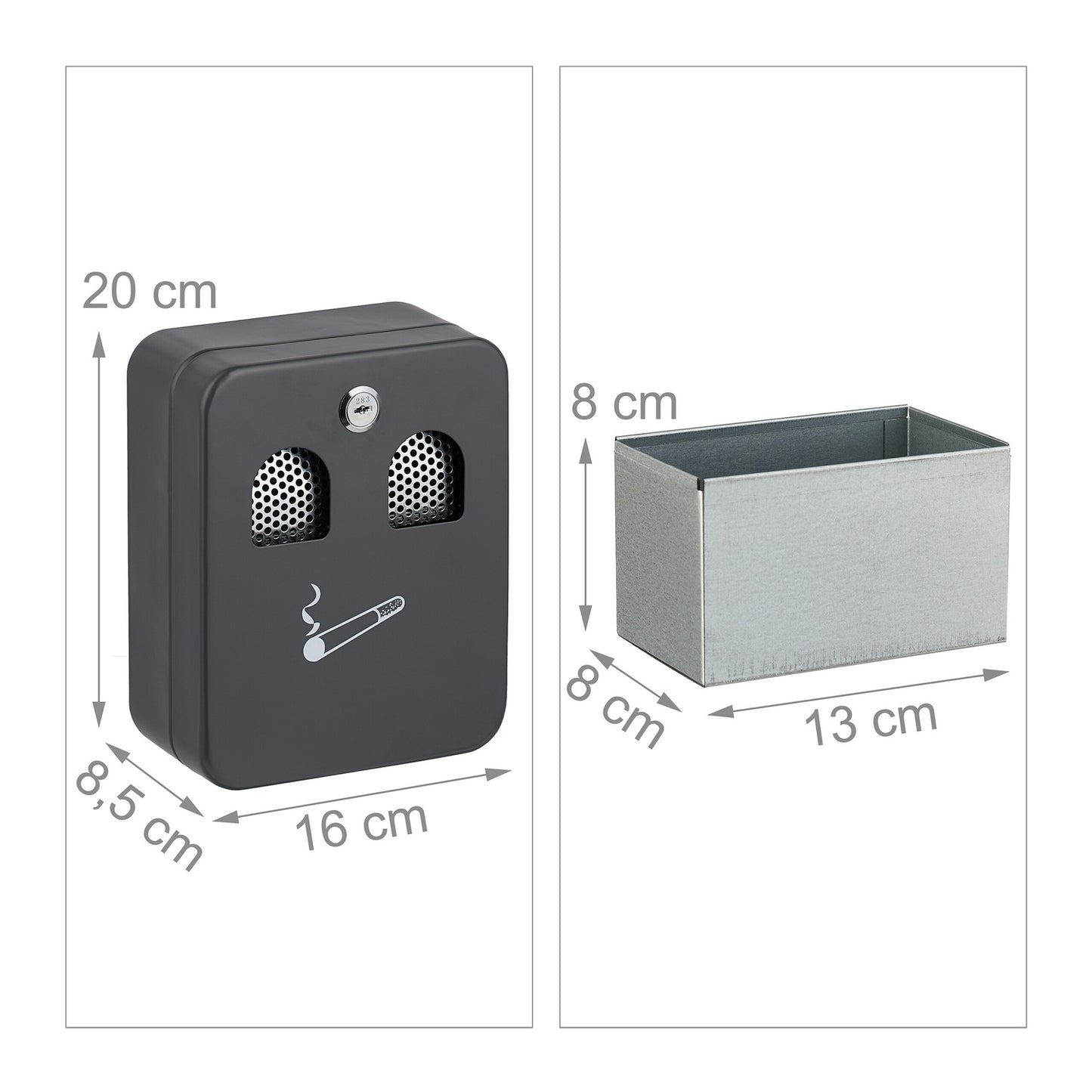 Wall ashtray in anthracite