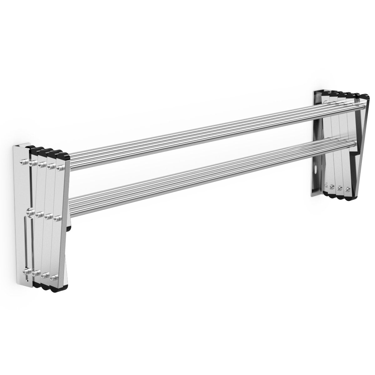 Wall-mounted clothes rack, extendable wall dryer made of stainless steel with 8 bars, load capacity 25 kg