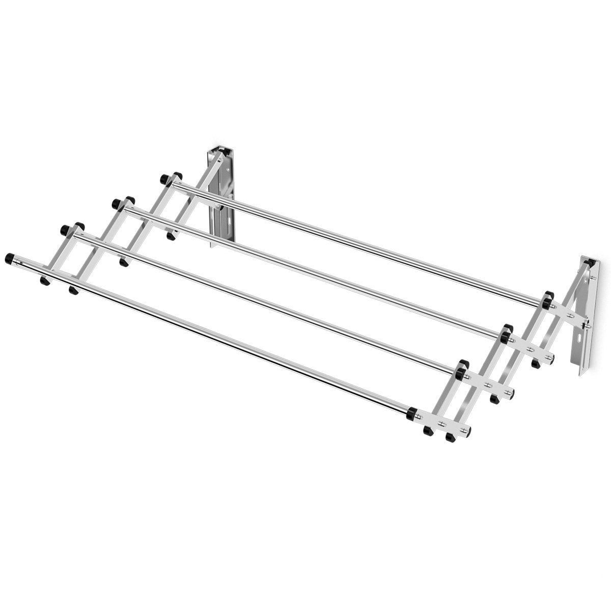 Wall-mounted clothes rack, extendable wall dryer made of stainless steel with 8 bars, load capacity 25 kg