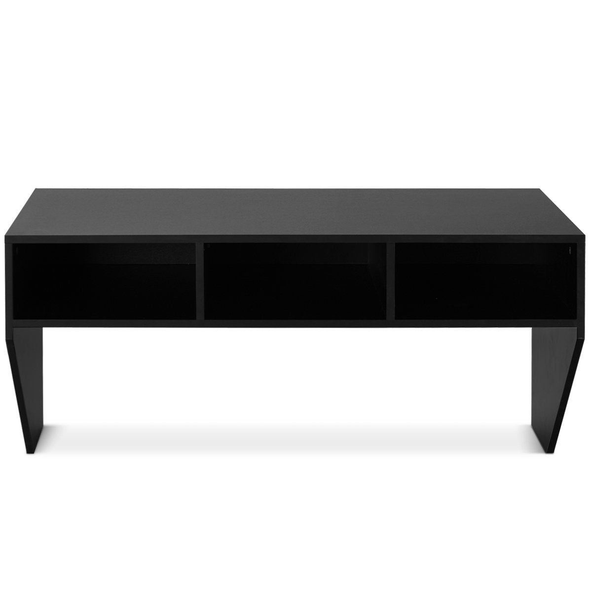 Wall table wood wall-mountable computer table with 3 shelves 108 x 53 x 52 cm black