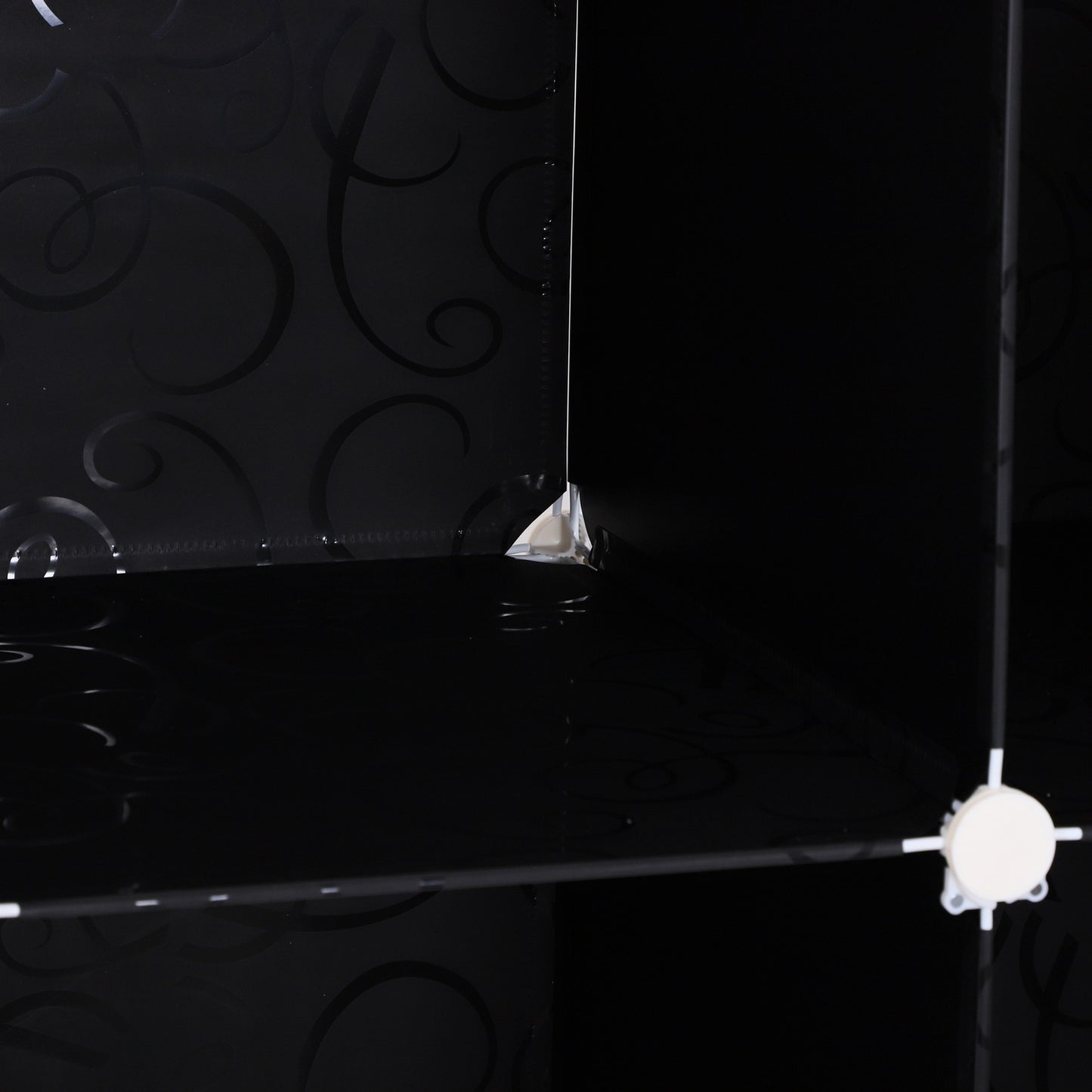 Modular black & white PP wardrobe with clothes rail