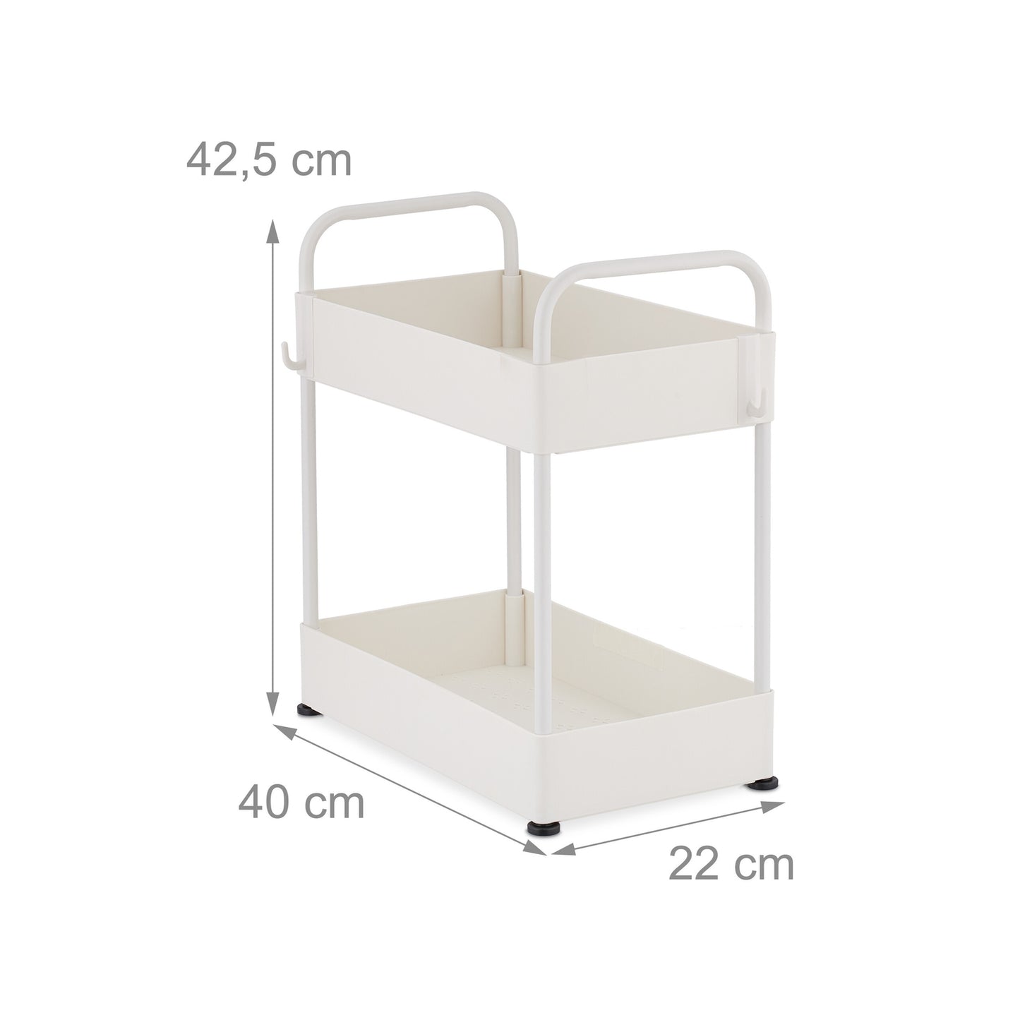 Washbasin shelf with 2 shelves