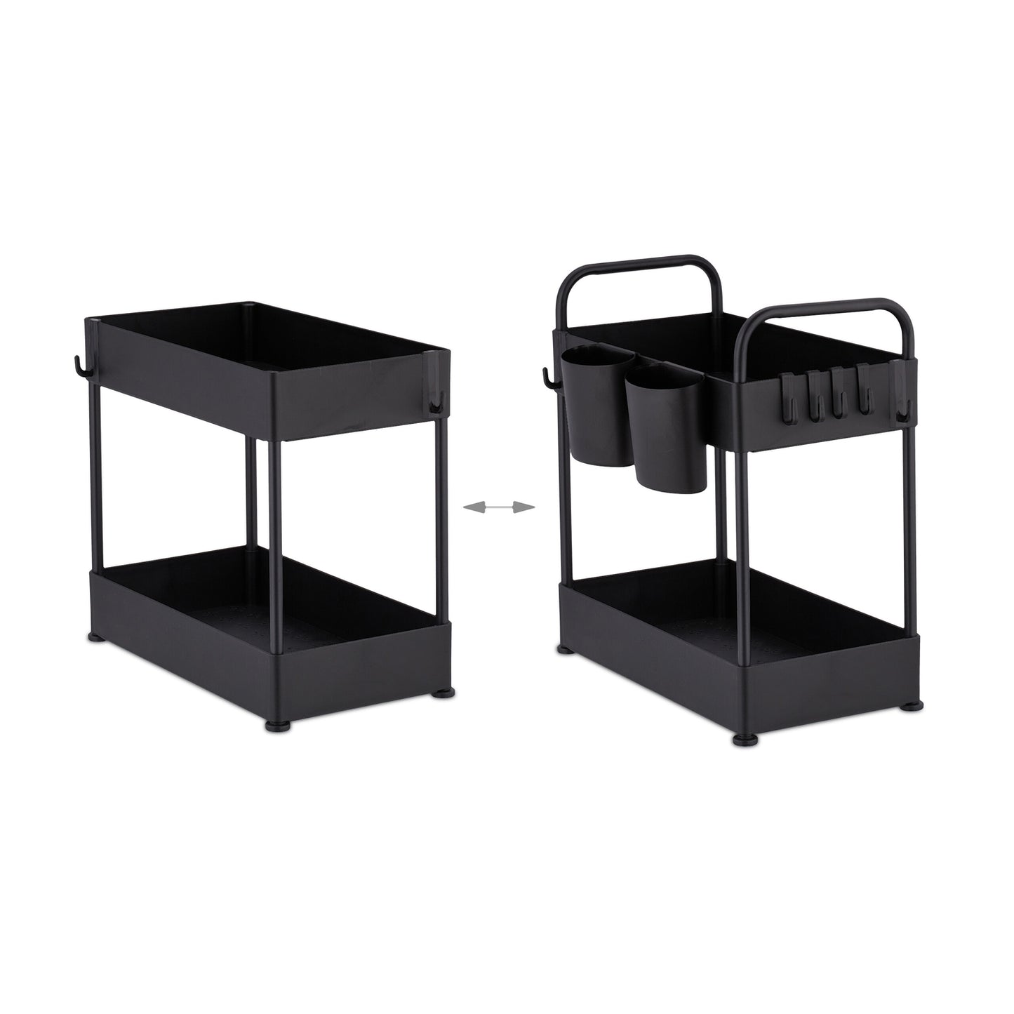 Washbasin shelf with 2 shelves