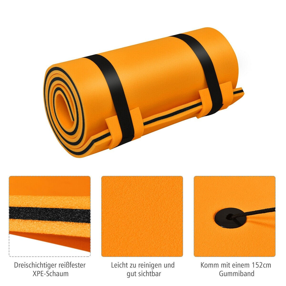 Water mat swimming mat water bed water mattress swimming island 60kg load capacity 210 x 66cm orange