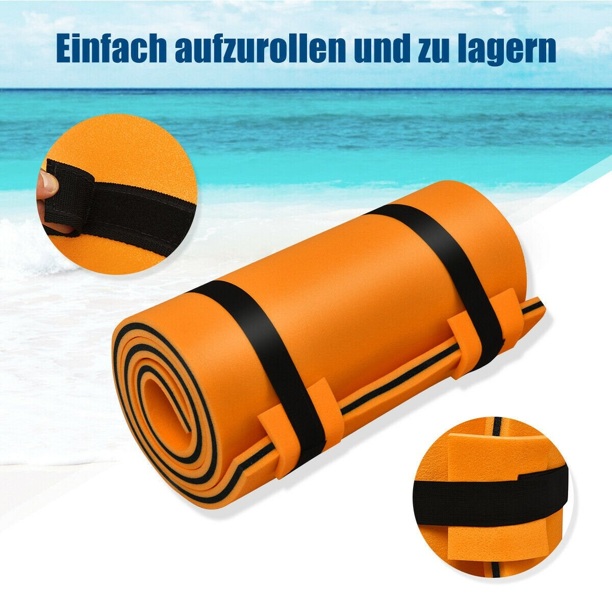 Water mat swimming mat water bed water mattress swimming island 60kg load capacity 210 x 66cm orange
