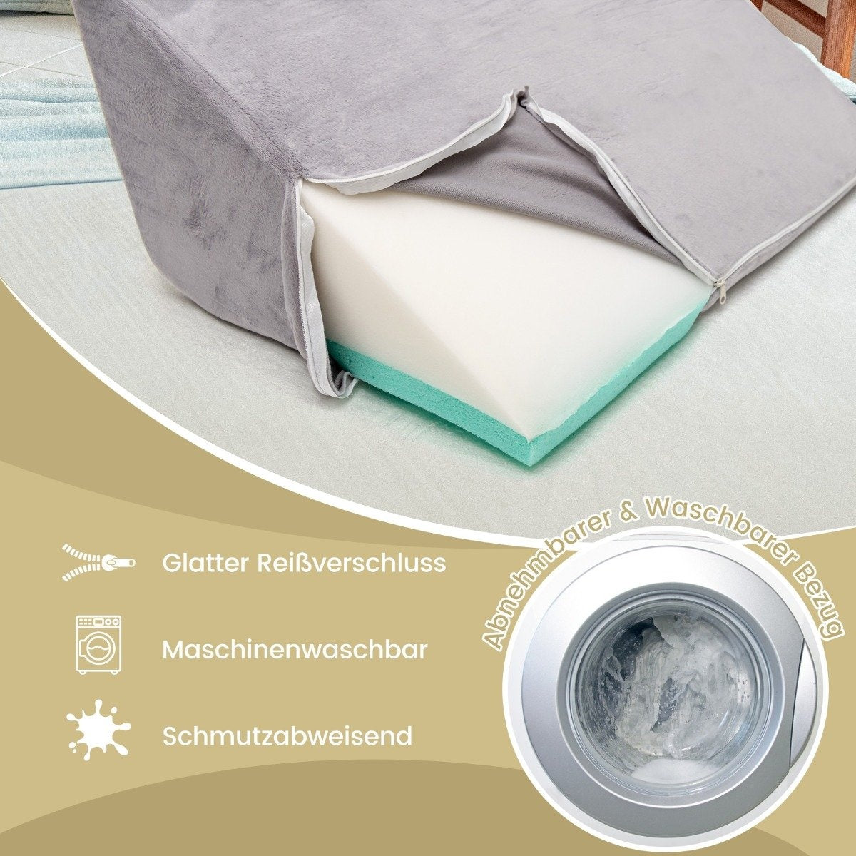Wedge Pillow Set 4 Piece Bed Wedge Pillow Postoperative Memory Foam Pillow Set Gray