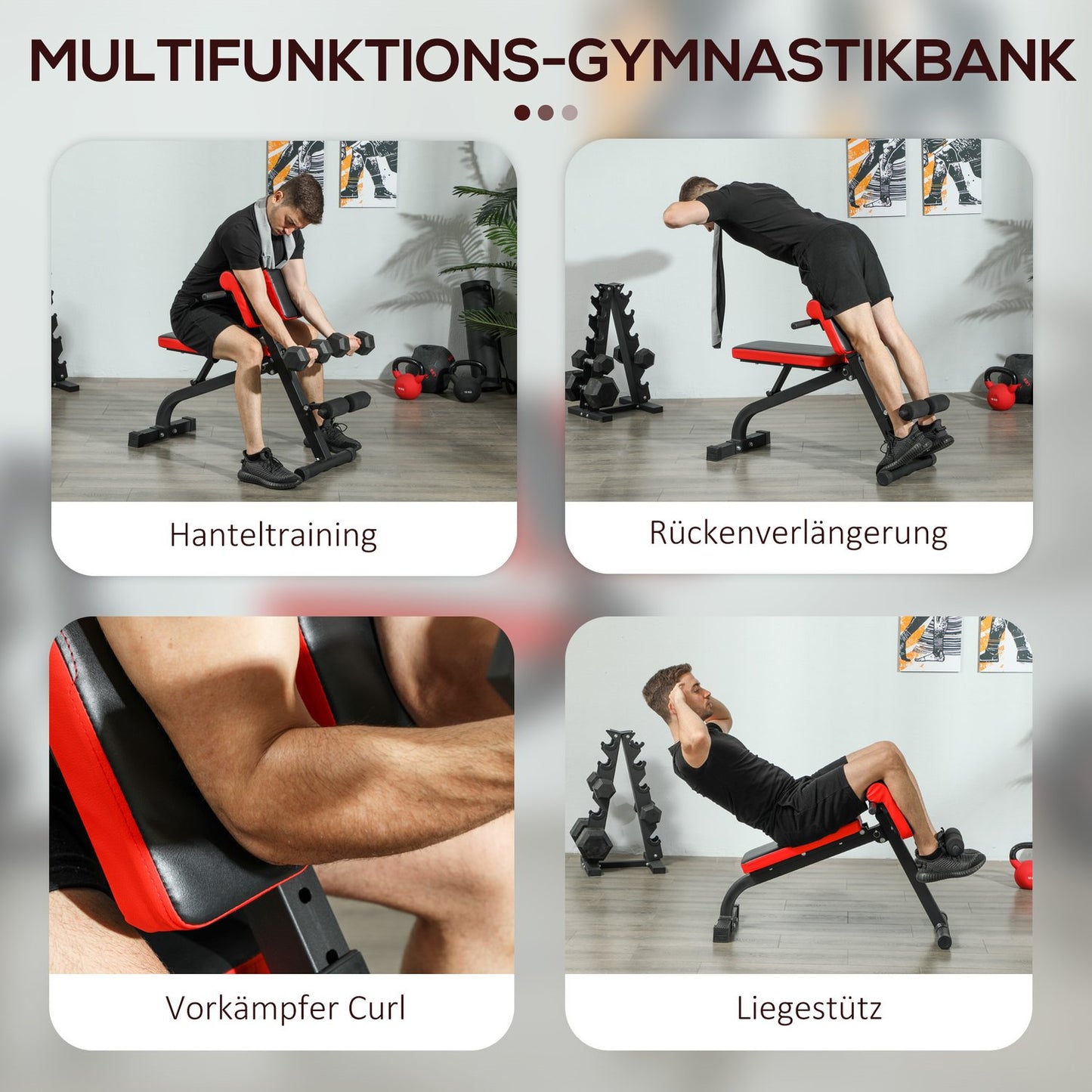 Adjustable weight bench, foldable, steel, up to 120 kg capacity