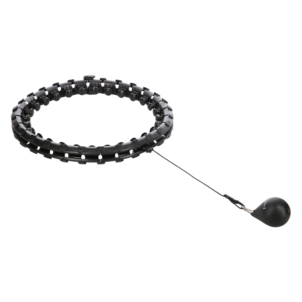 Weighted Hula Hoop with Waist Support, Black, Plus Size