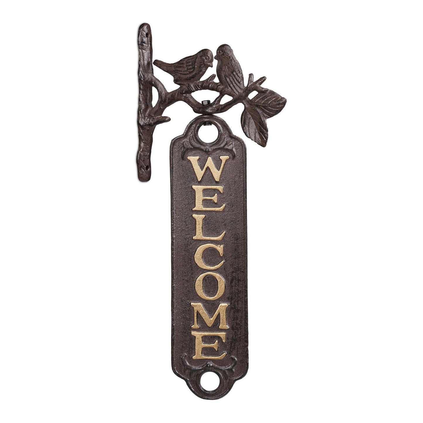 Welcome sign with birds