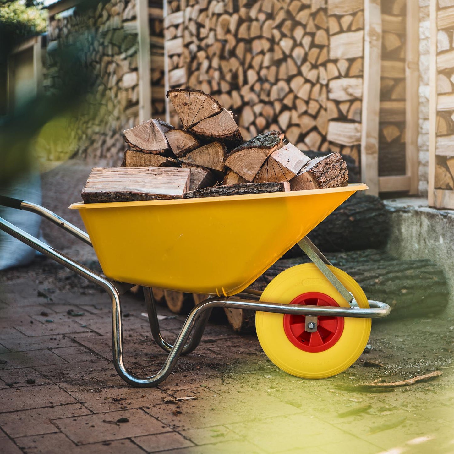 Wheel for wheelbarrow 3.50-6 in yellow/red
