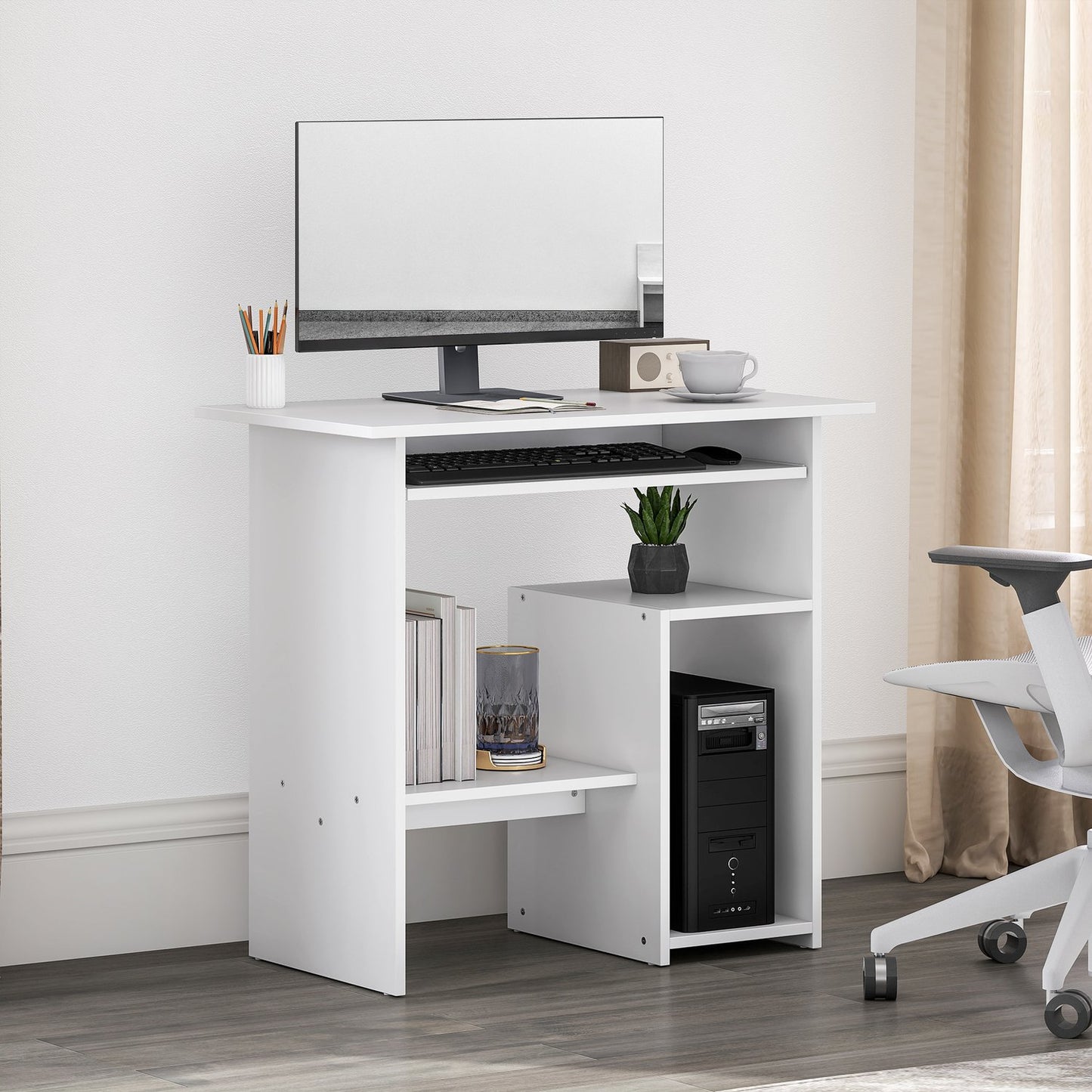 White Computer Desk, Chipboard, 80 x 45 x 75 cm