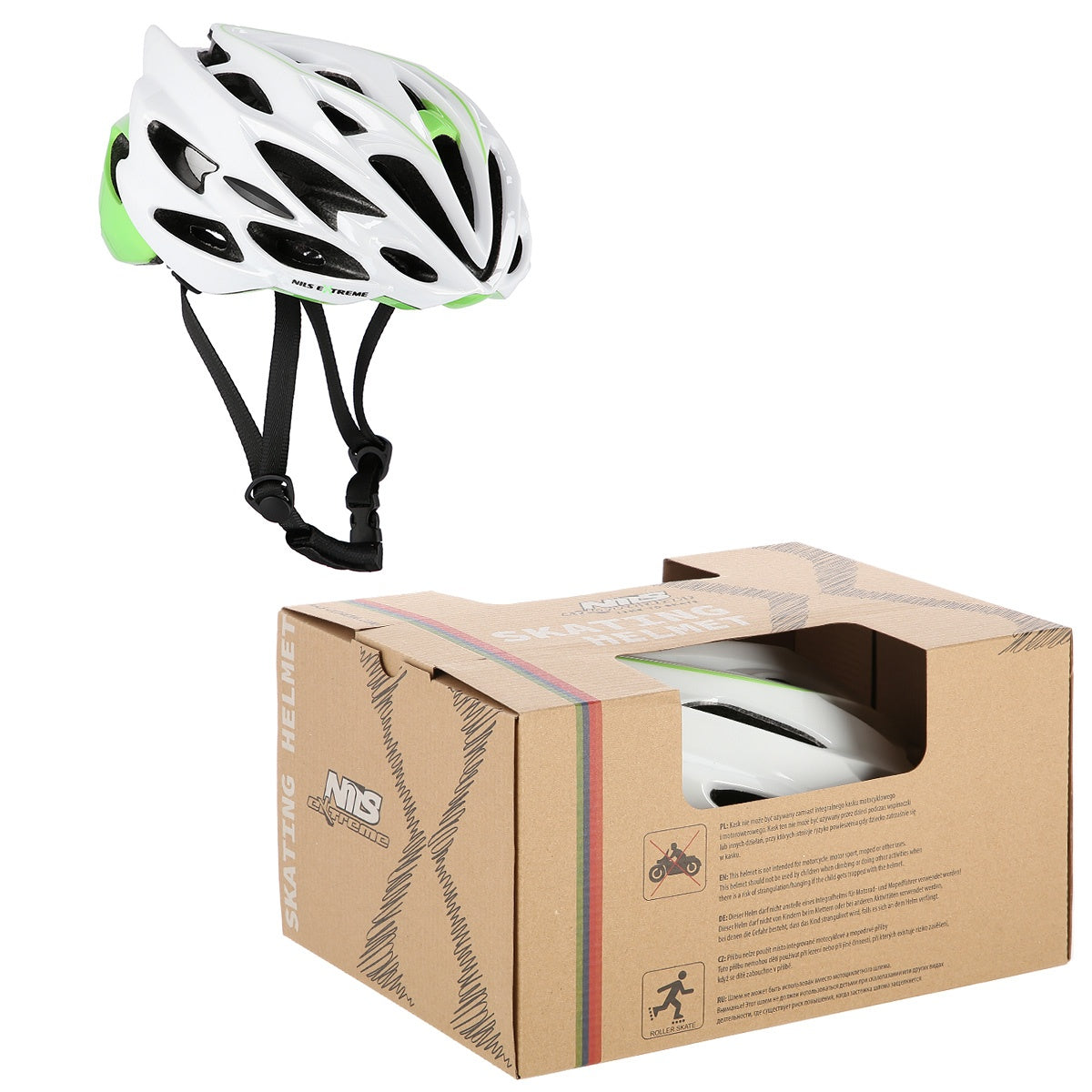 White-Green Size M (55-61) Cycling Helmet