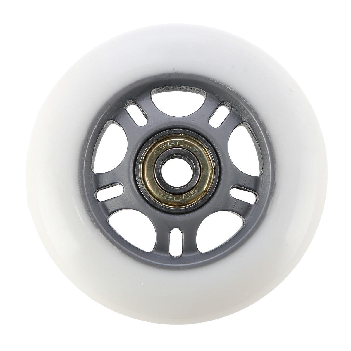 White PU Skateboard Wheels 72x24 82A, ABEC-7 Bearings Set