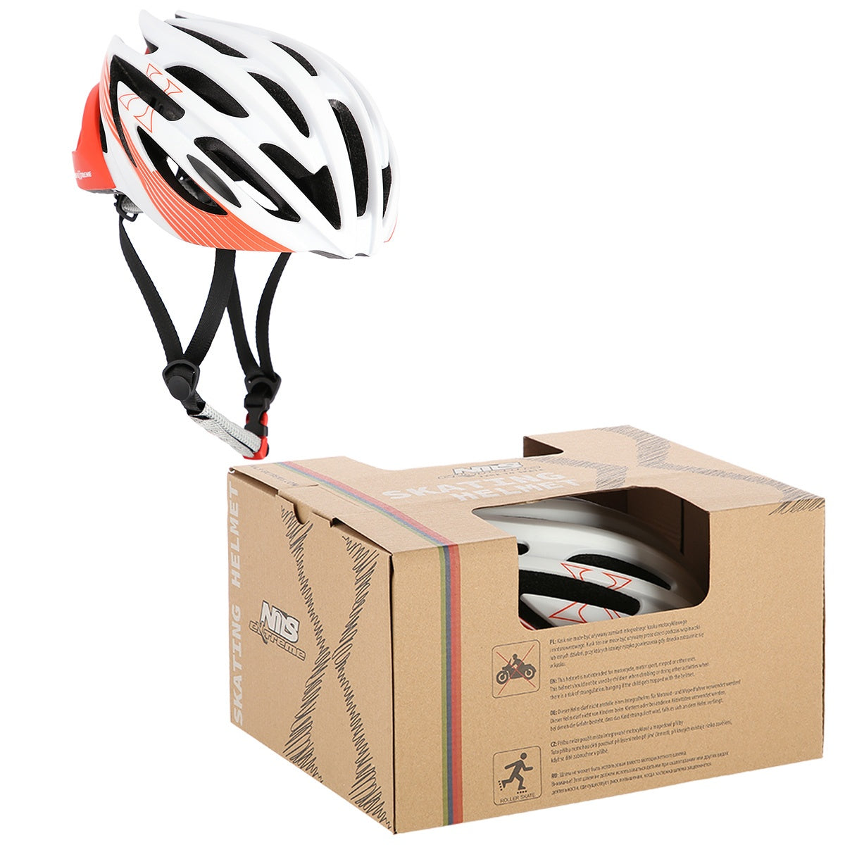 White-Red Size L Helmet, 57-61 cm