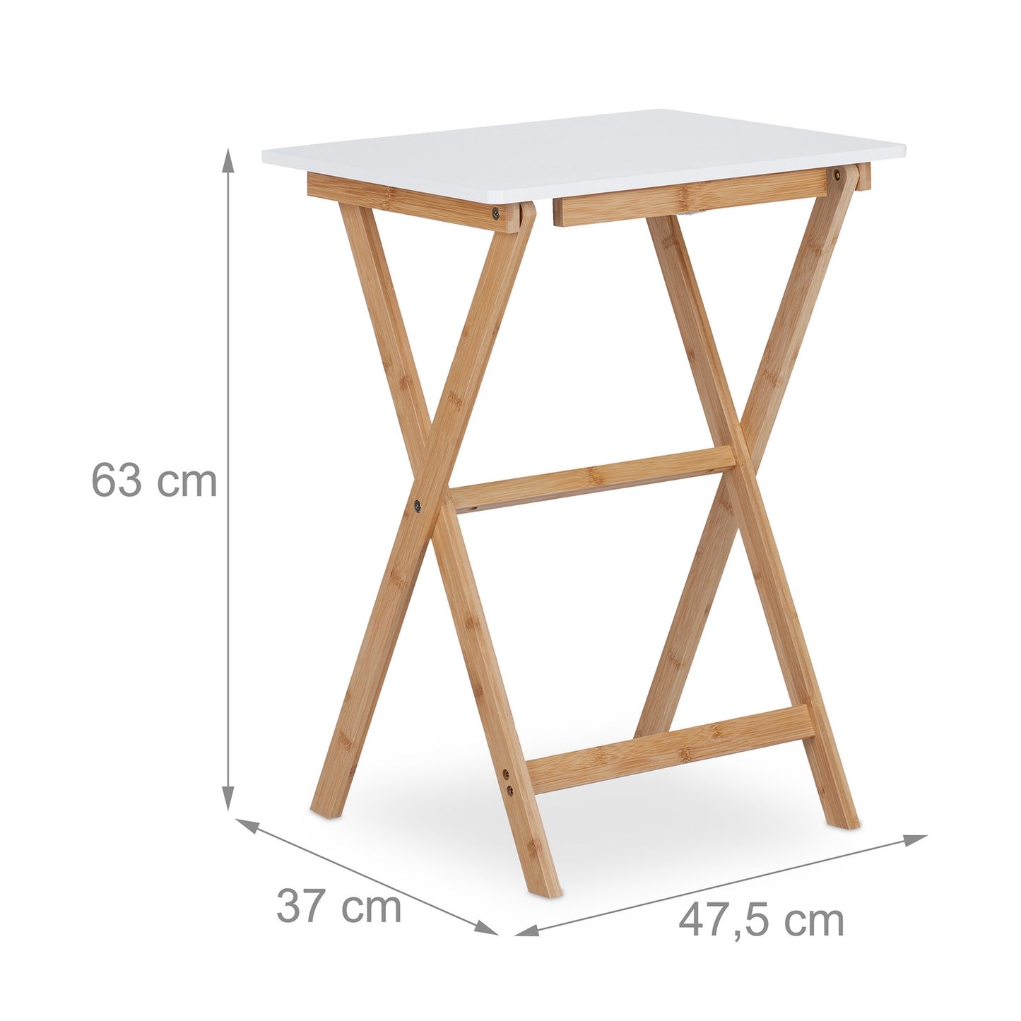 White bamboo folding table