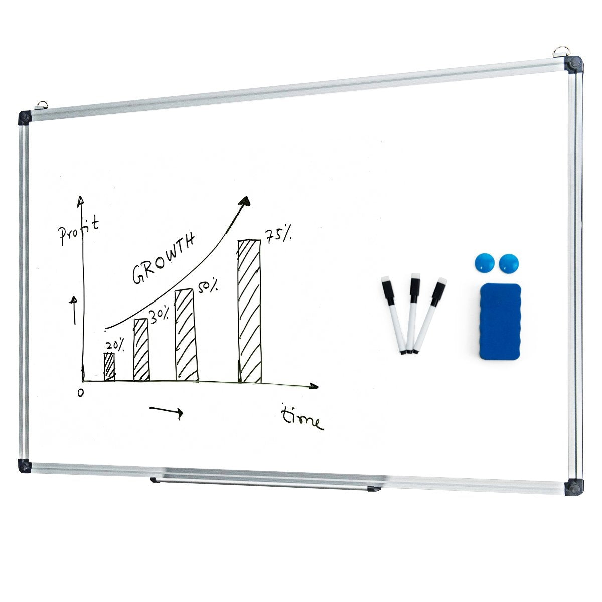 Whiteboard Magnetic Board Writing Board Wall Board Memo Board with Aluminum Frame (70 x 50 cm)