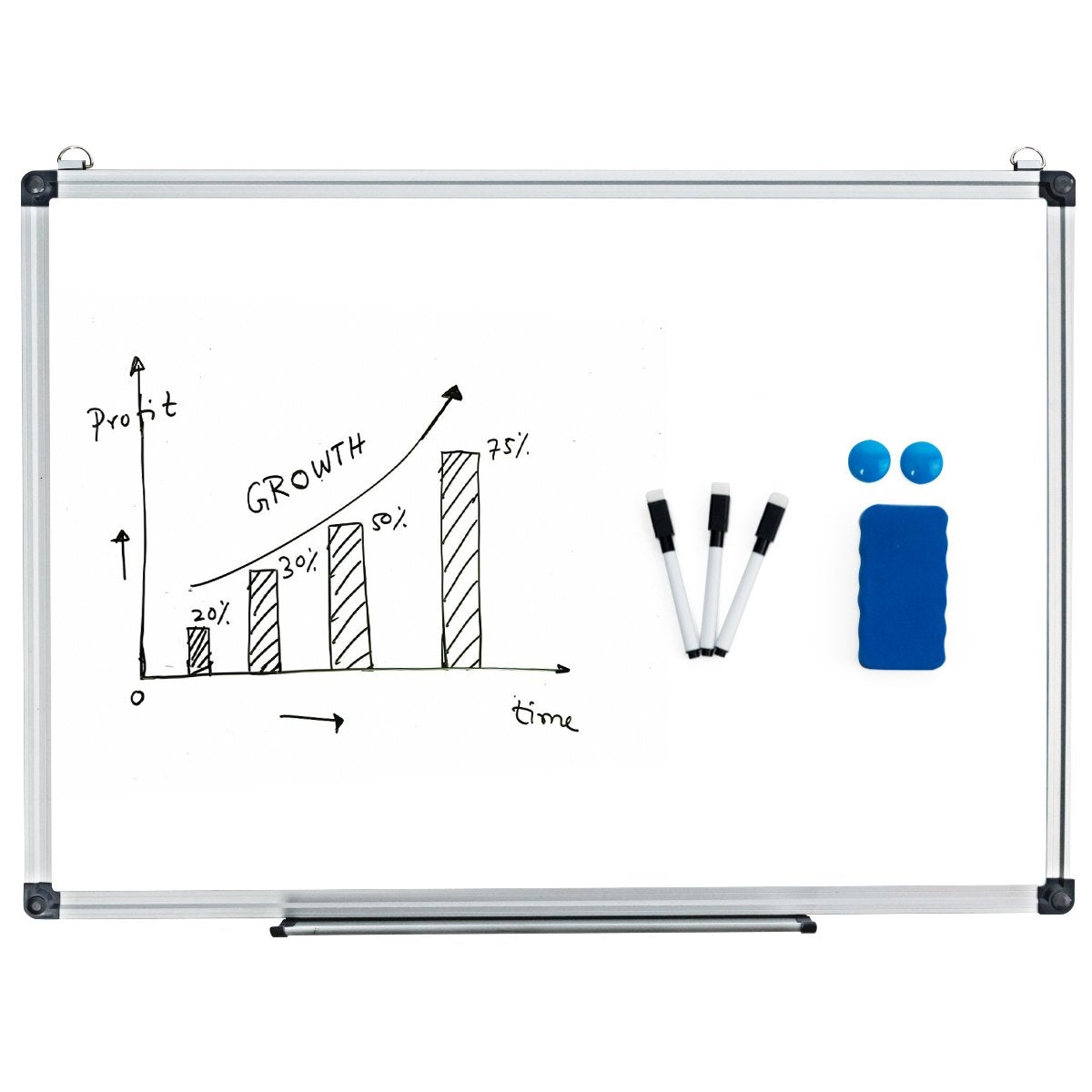 Whiteboard magnetic board writing board wall board memo board with aluminum frame 90 x 60 cm