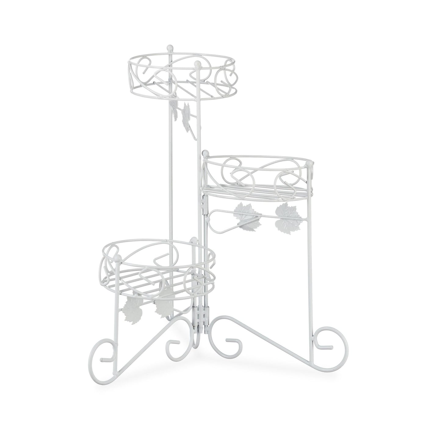 White flower pedestal in metal