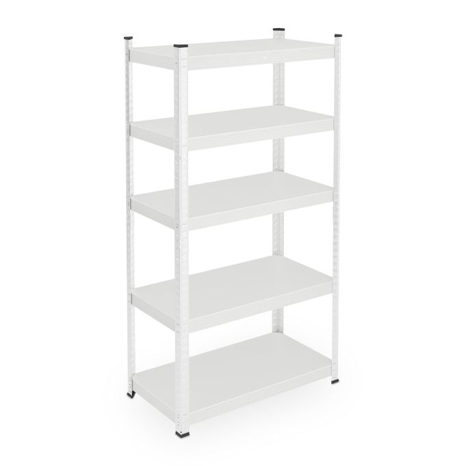 White strong metal shelf with 5 levels