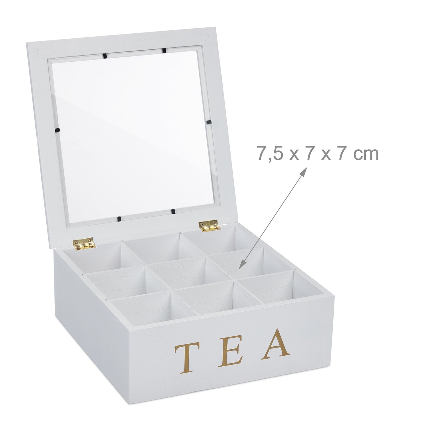 White tea box with 9 compartments