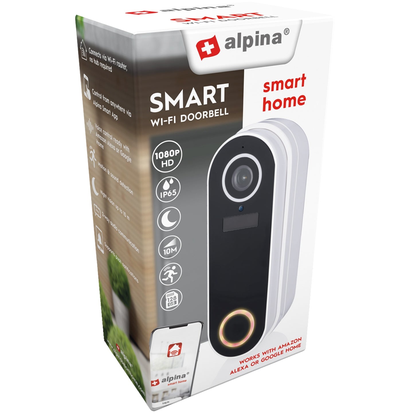 WiFi Doorbell with 1080p Camera Li-Ion Bat.
