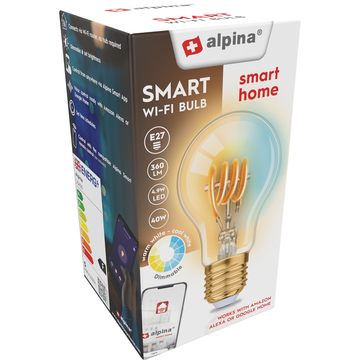 WiFi Smart E27 LED Warm/Cool white 4.9W 360 lm