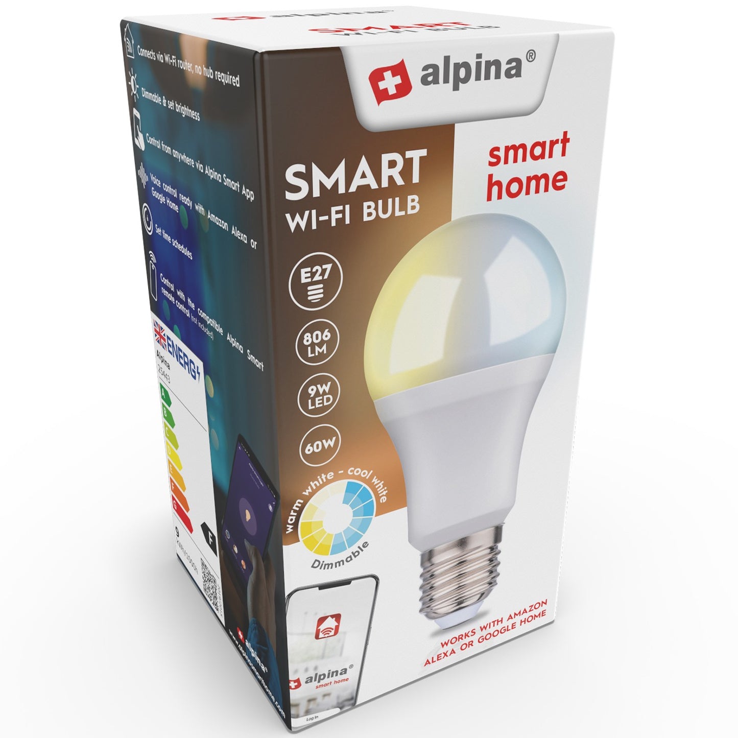 WiFi Smart E27 LED Warm/Cool white 9W 806 lm