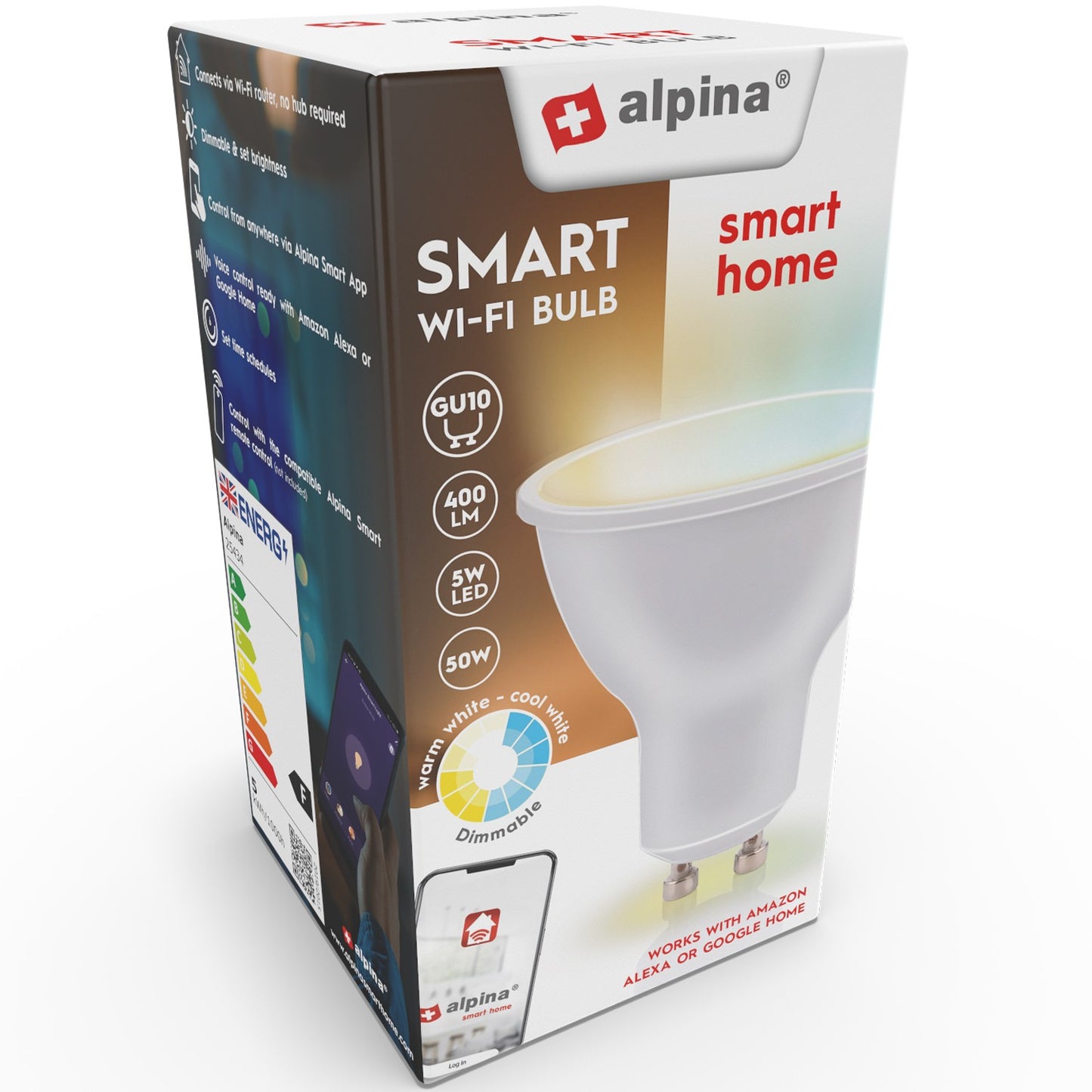 WiFi Smart GU10 LED Warm/Cool white 4.9W 470 lm
