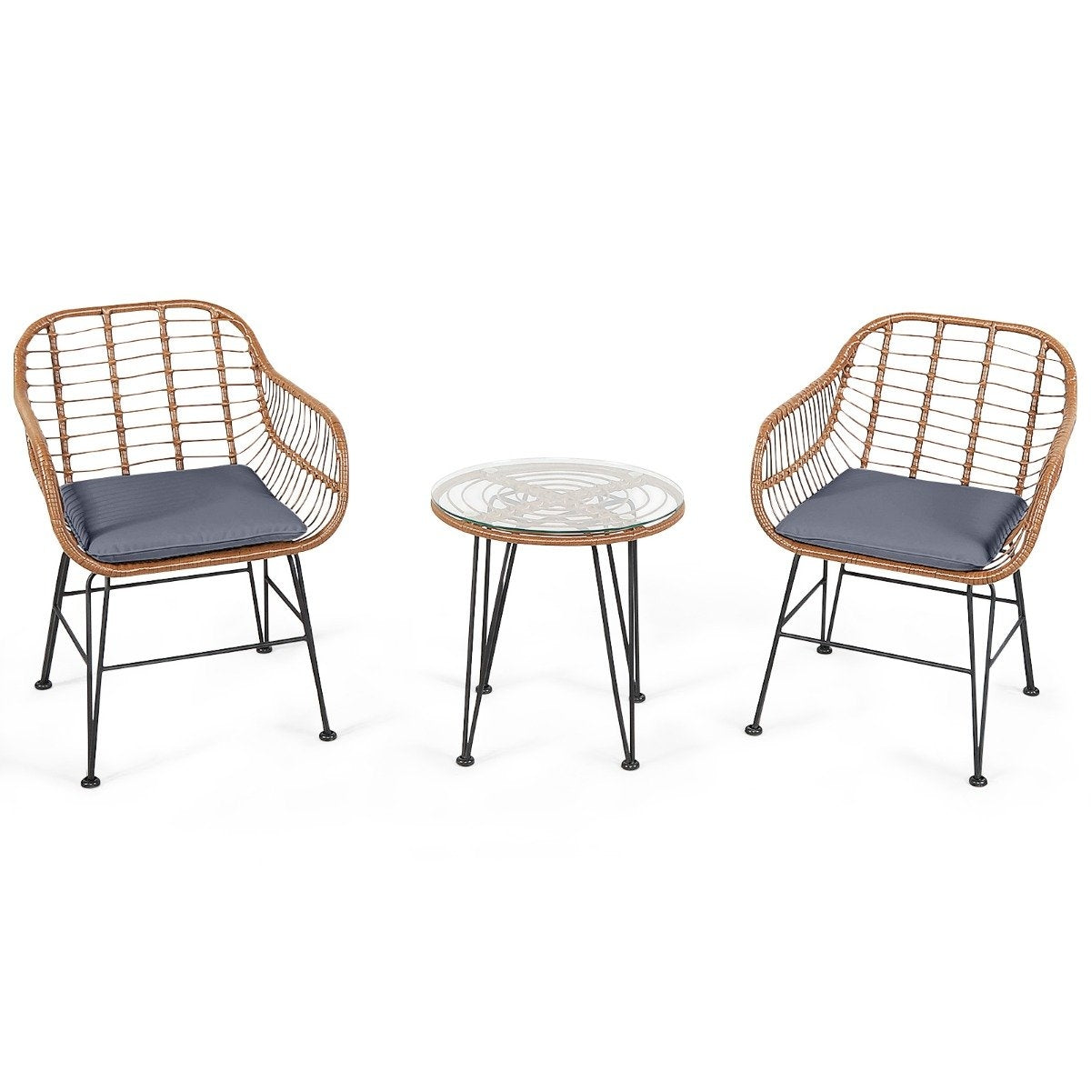 Wicker furniture set 3-piece modern bistro set for the terrace
