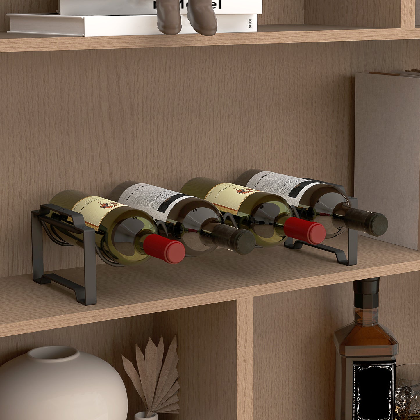 Metal wine rack for 16 bottles - black storage holder