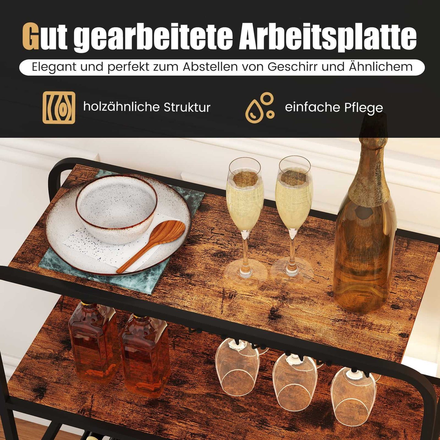 Wine Rack for 16 Bottles with Glass Holders, 5-Tier