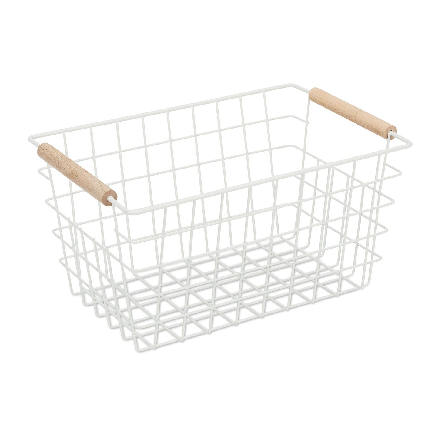 Wire basket with wooden handle