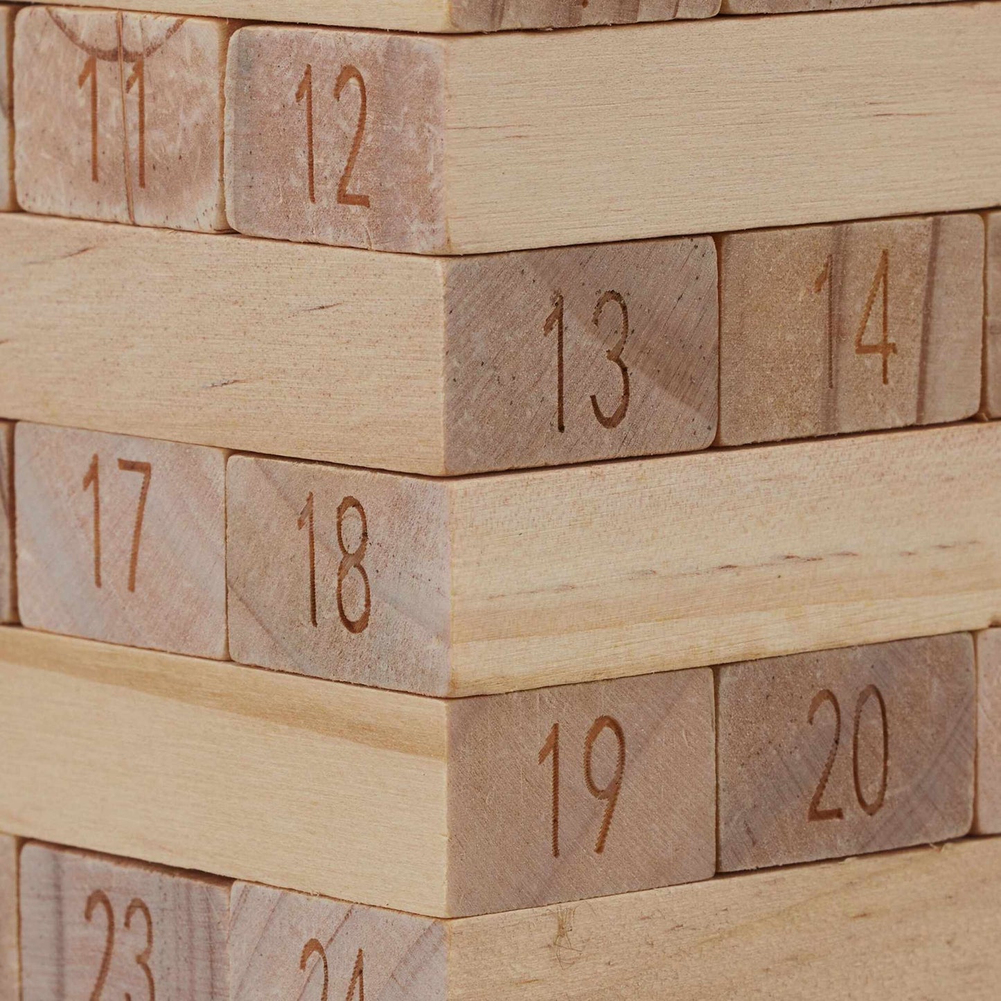 Wobble tower in wood with numbers