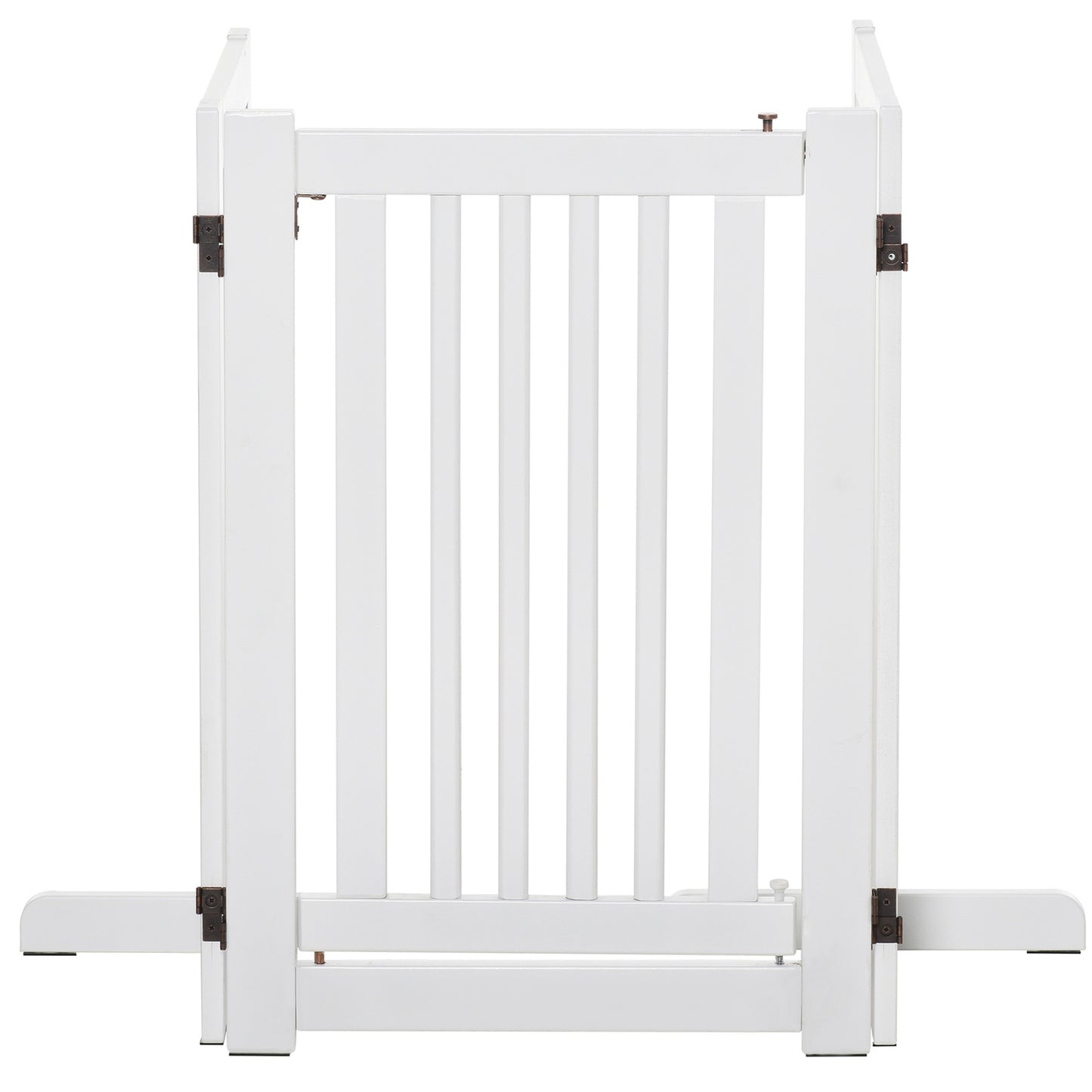 Adjustable stand-alone wooden dog gate, foldable, white