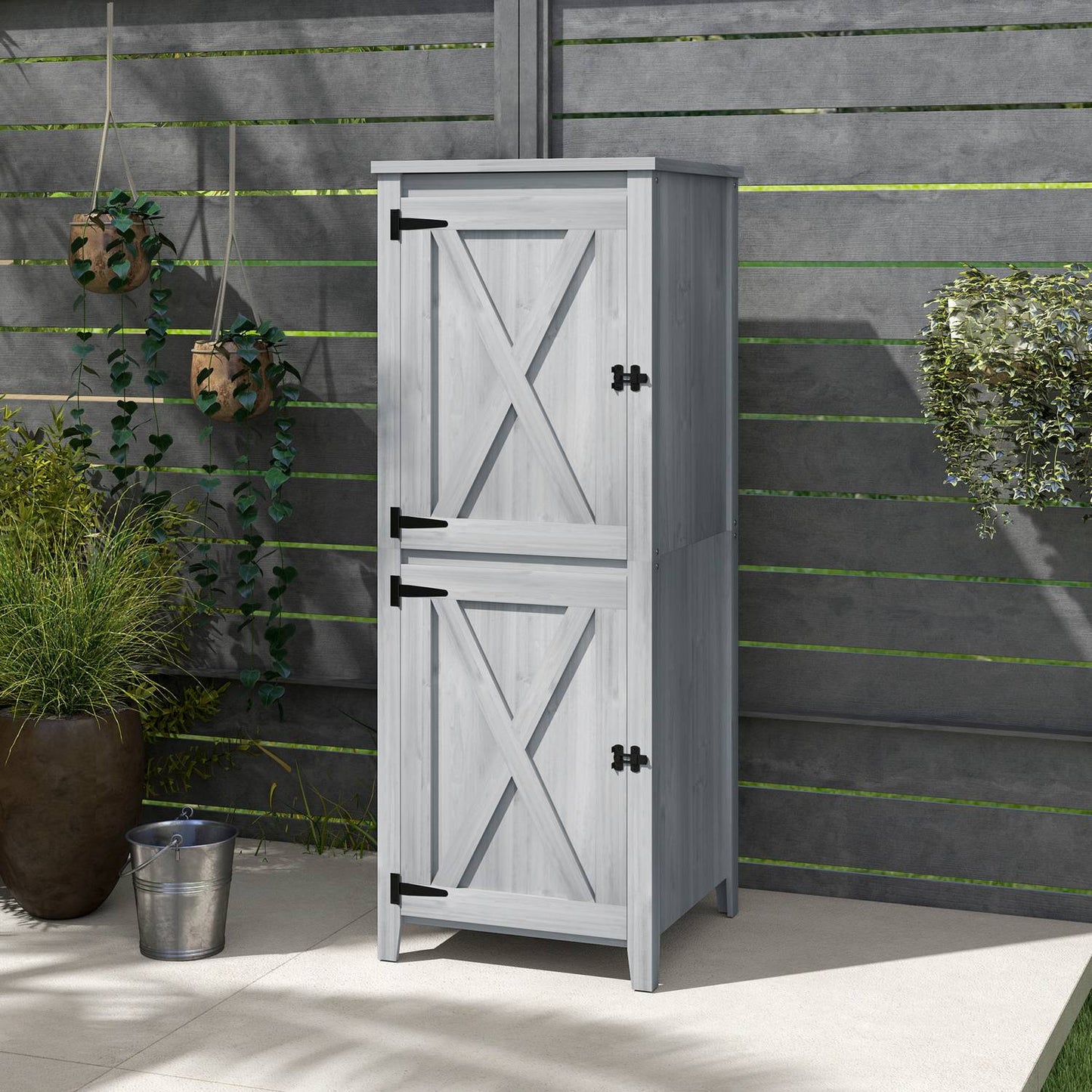 Weather-resistant wooden garden tool shed, Lockable, 60x60x160 cm