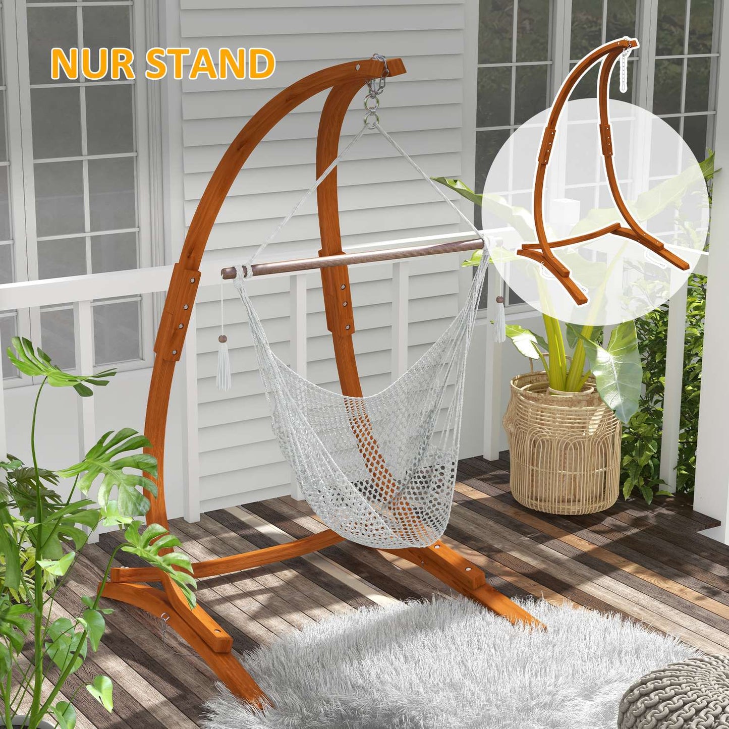 Hanging chair frame made of teak wood, capacity 150 kg, indoor/outdoor