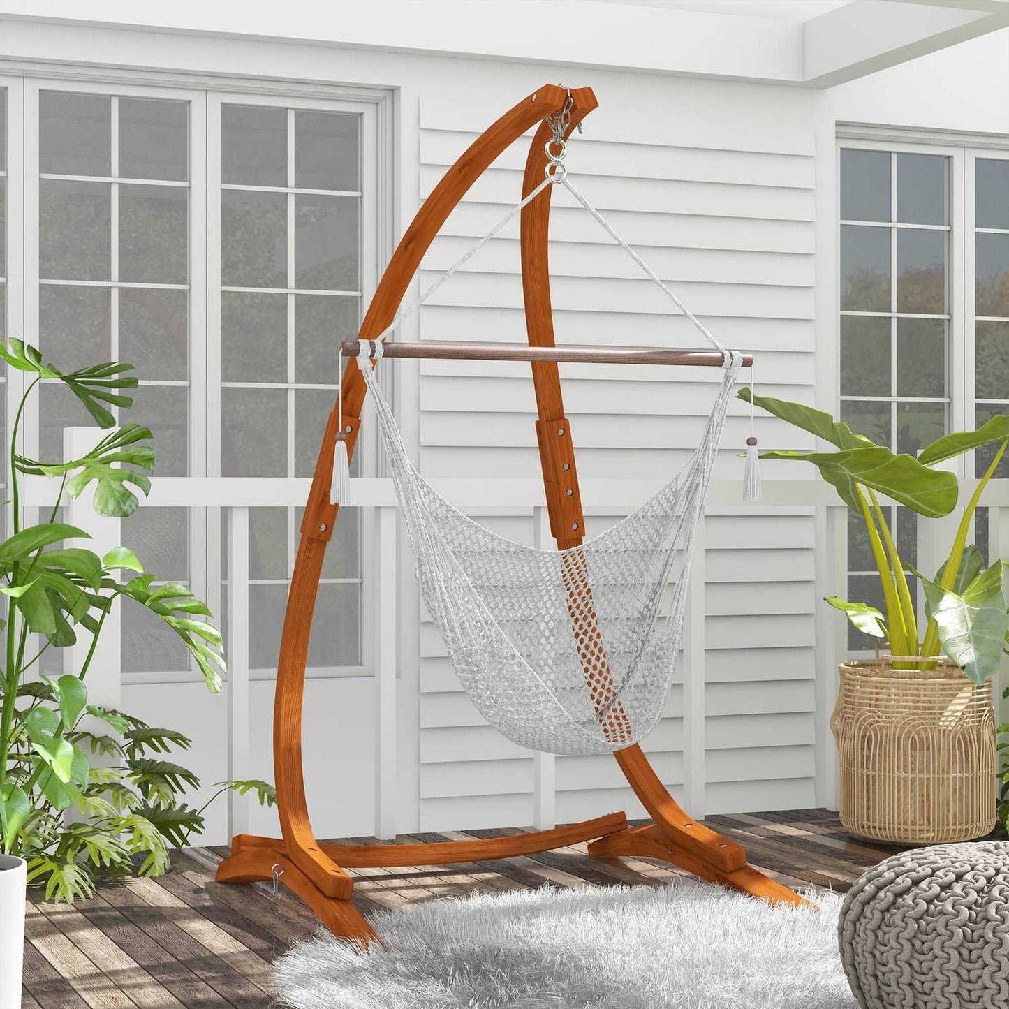 Hanging chair frame made of teak wood, capacity 150 kg, indoor/outdoor