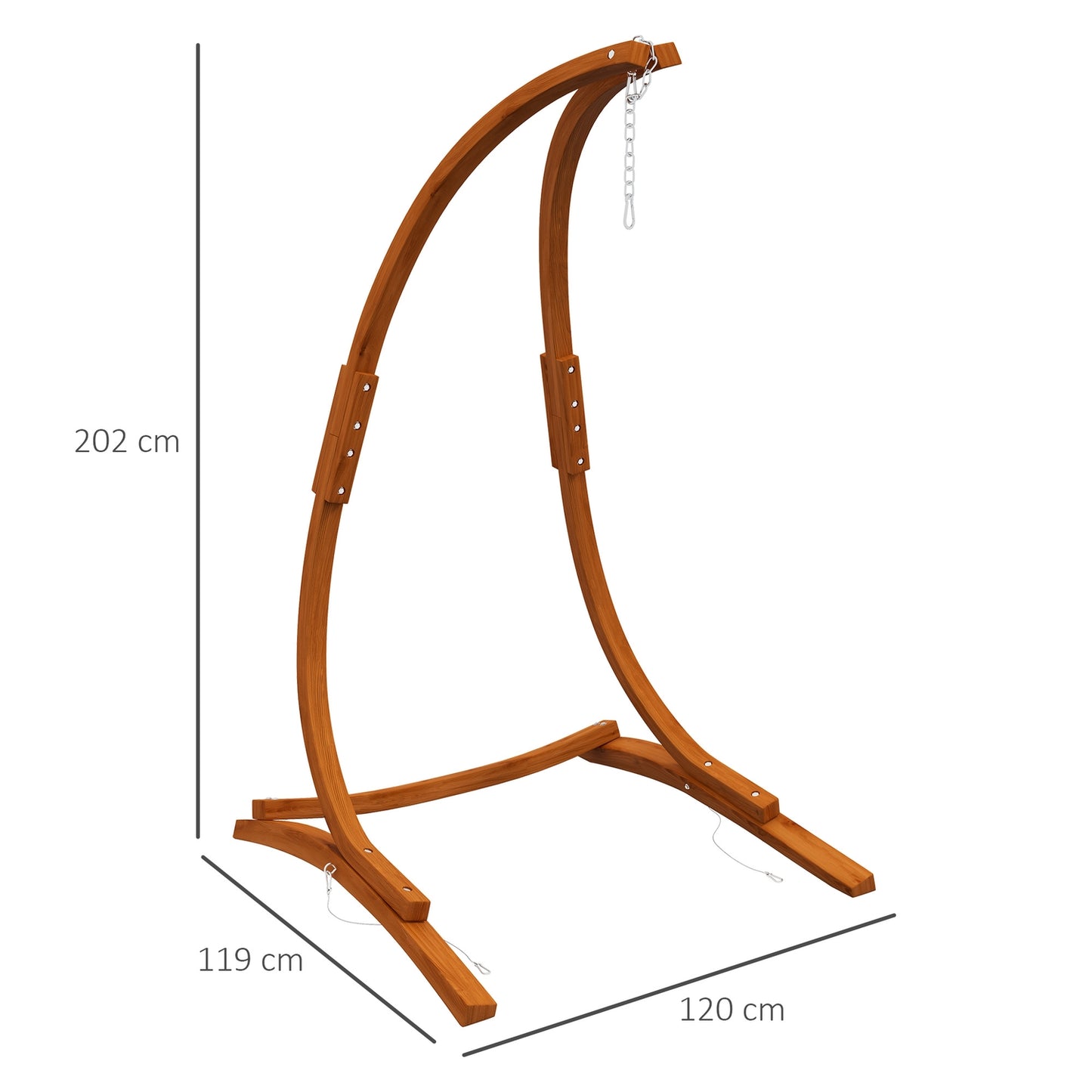 Hanging chair frame made of teak wood, capacity 150 kg, indoor/outdoor