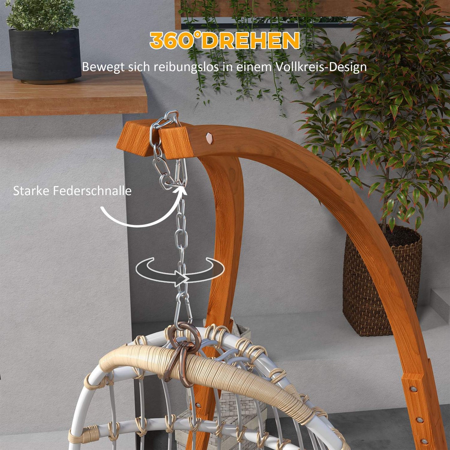 Hanging chair frame made of teak wood, capacity 150 kg, indoor/outdoor