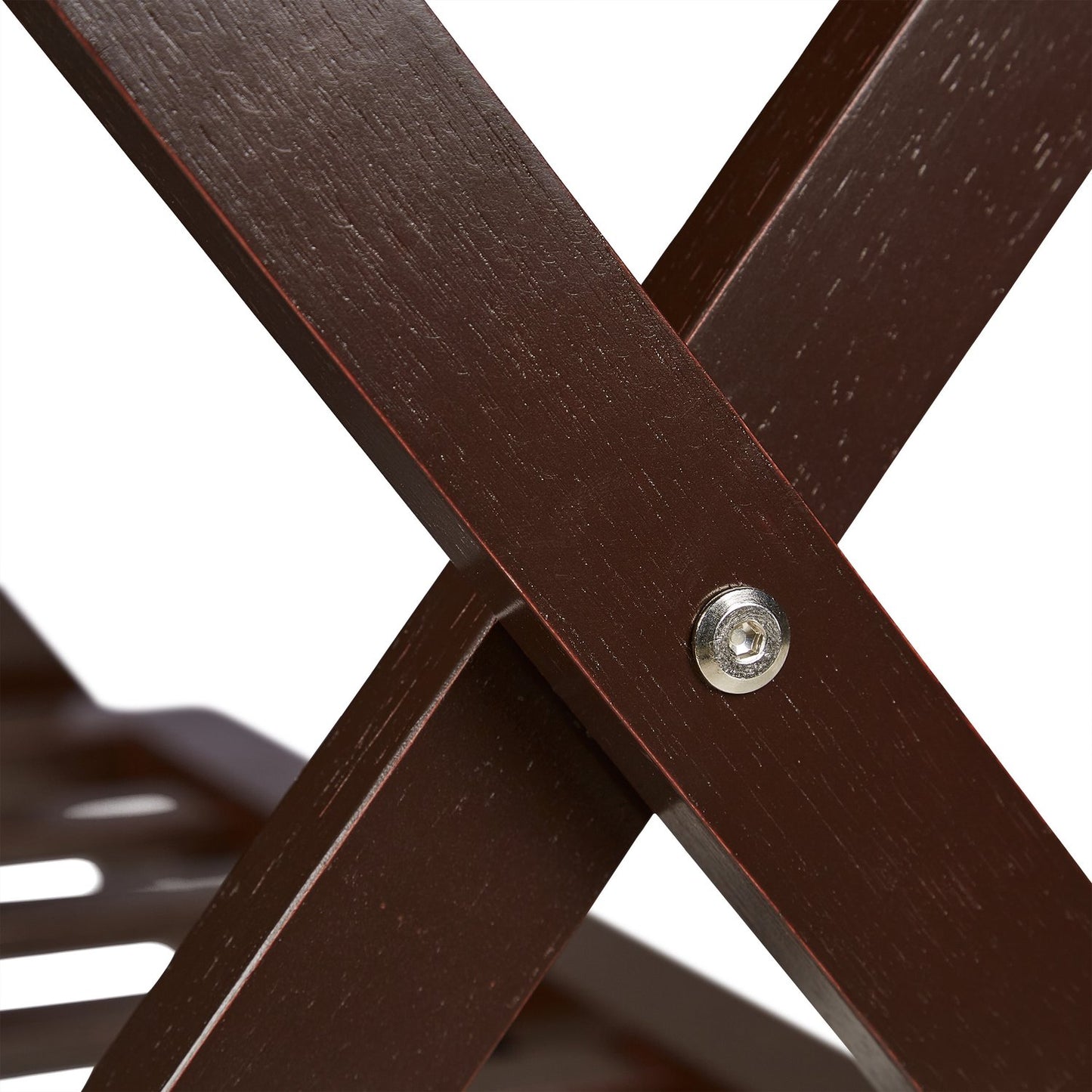 Folding wooden luggage rack with 2 shelves