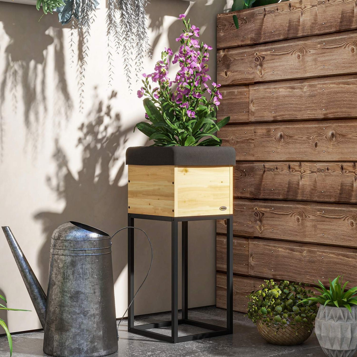 Raised wooden bed with steel legs, 22x22x54cm Garden box
