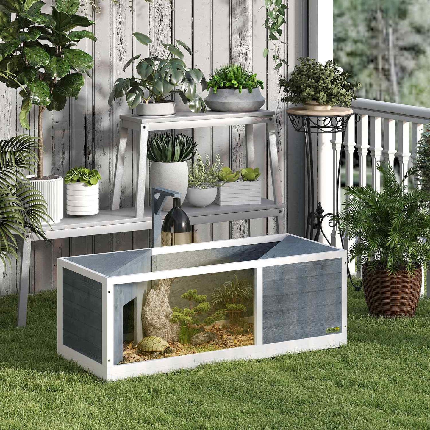 Tortoise cabinet in wood with hinged lid - 120x50x40 cm