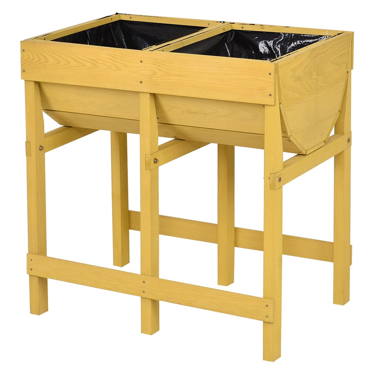 Wooden Yellow Raised Bed Flower Bed Planter Box