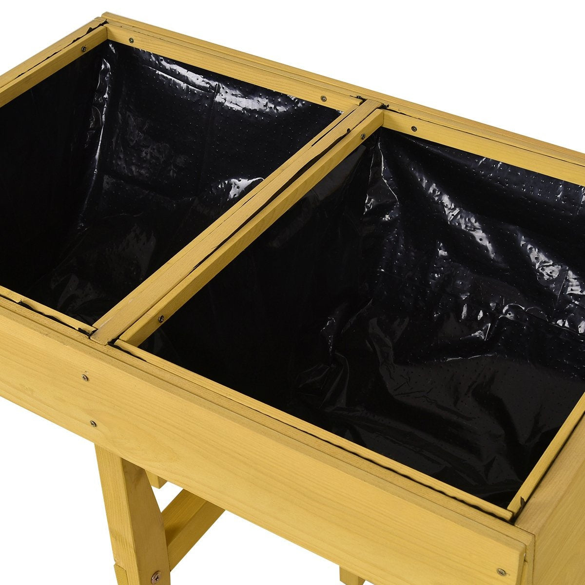 Wooden Yellow Raised Bed Flower Bed Planter Box