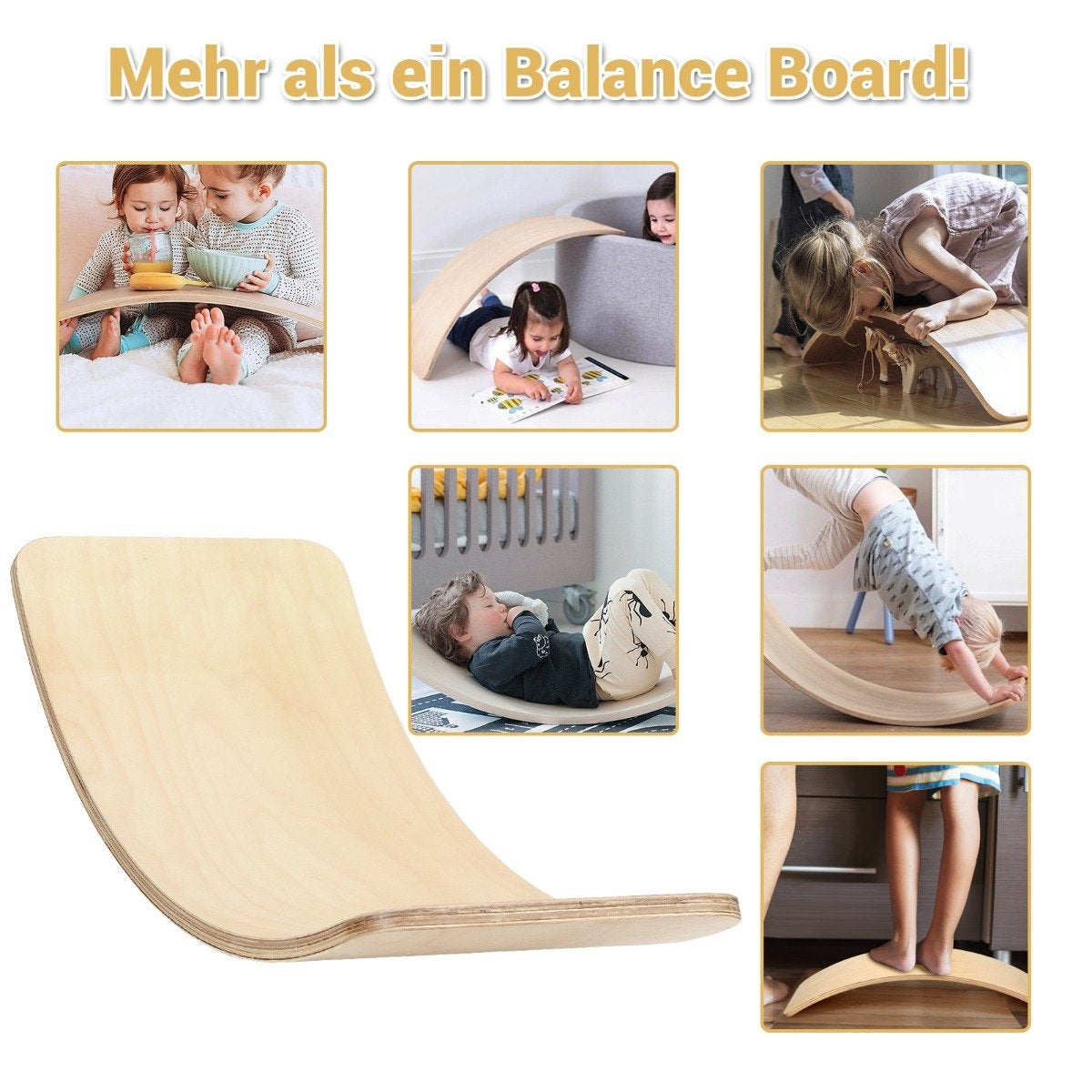 Wooden balance board Waldorf board made of wood for children 90 x 39 x 19.5 cm natural