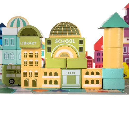 Wooden blocks - city 100 pcs. Kruzzel 19 159