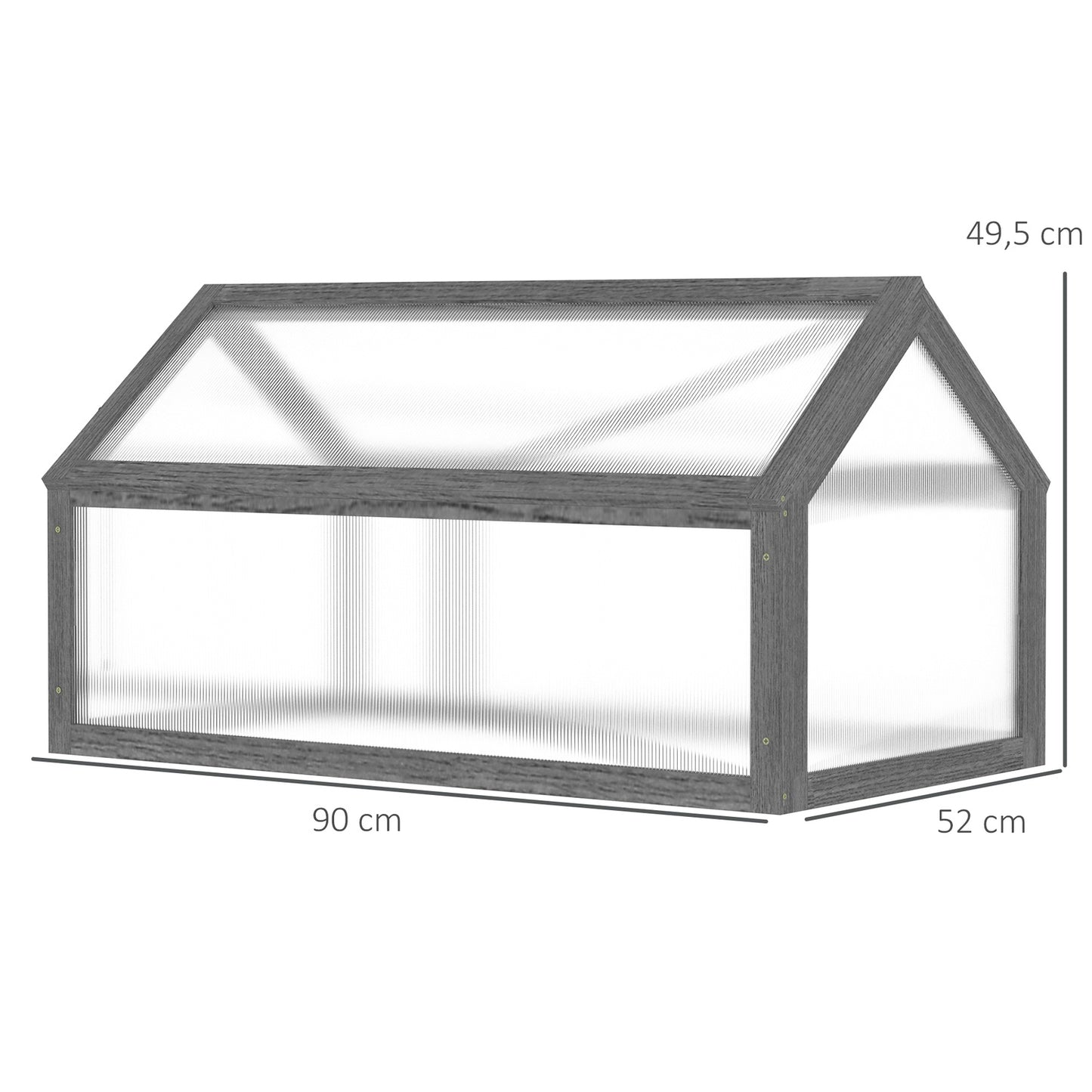 Mini Wooden Cold Frame Greenhouse, Winterproof, 90x52x49.5 cm